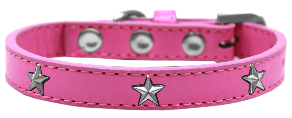 Silver Star Widget Dog Collar Bright Pink Size 12